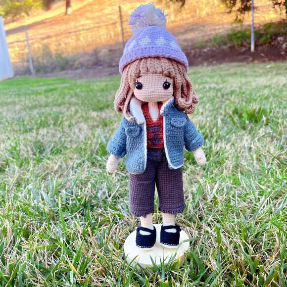 Winter Girl Crochet Doll with Beanie | Christmas Amigurumi | Kawaii Plush - Picture 6 of 9